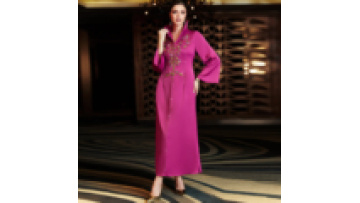 Luxury Rose Pink Abaya for Women Eid Flared Sleeves Glass Rhinestone Embroidery Maxi Gown Dubai 20251