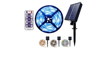 Remote Ctrl Solar RGB 5M 150LED Outdoor Waterproof 2835 Flexible Strip Light For Garden Landscape Park Wall Gate Step Security1