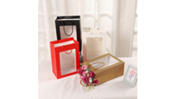 Wholesale Portable Rope Paper Fashion Transparent Paper Square Gift Bag With Window1
