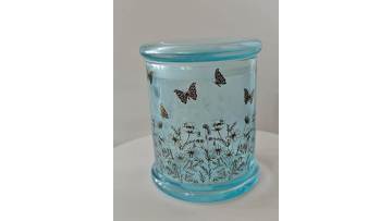Glass jar with decal