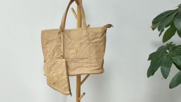Eco friendly brown color tyvek paper customize logo waterproof tote tyvek shopping bag with pouch1