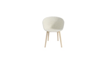 PP Shell Armchair with PU Cushion Wooden Leg Plastic Leisure Chair Dining Chairs