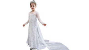Hot Selling Girls Elsa Princess Floor Length girls' Dress Snow queen 2 Elsa Anna  Costume Halloween girl frozen elsa costume1