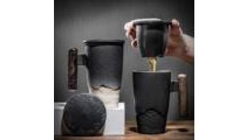 Handmade Ceramic Coffee & Tea Mug Set with Strainer1