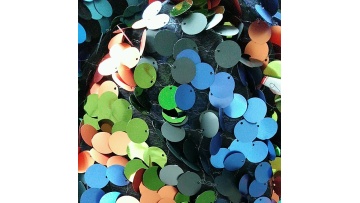 2024 new black mesh cloth with large colorful sequin  clothing  fabric for the stage1