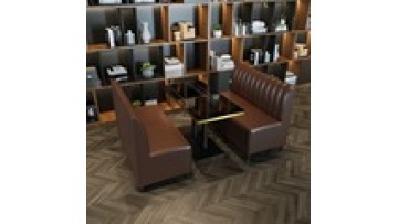 Cheap wholesale commercial furniture coffee shop I shape leather and metal sectional restaurant bench booth sofa1