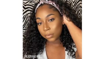 Full Cuticle Curly Headband Wigs Human Hair GlueLess None Lace 10A Virgin Peruvian Head Band Human Hair Wigs1