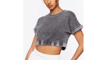 Custom 100% Cotton Gym Heavy Weight Drop Shoulder Tshirts Acid Wash Crop Tops for Women1