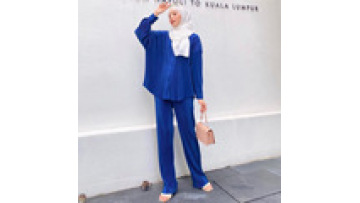 2024 Muslim Sets Women's Fashion Asymmetrical Blouse With Wide Leg Pants Casual Suits Dubai Turkey Matching Sets Ladies Outfits1