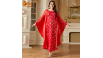 2025 Muslim Women Abaya Arab Fashion Sequin Embroidered Dress with Bat Sleeves and Waist Cinching Robe Middle Eastern1