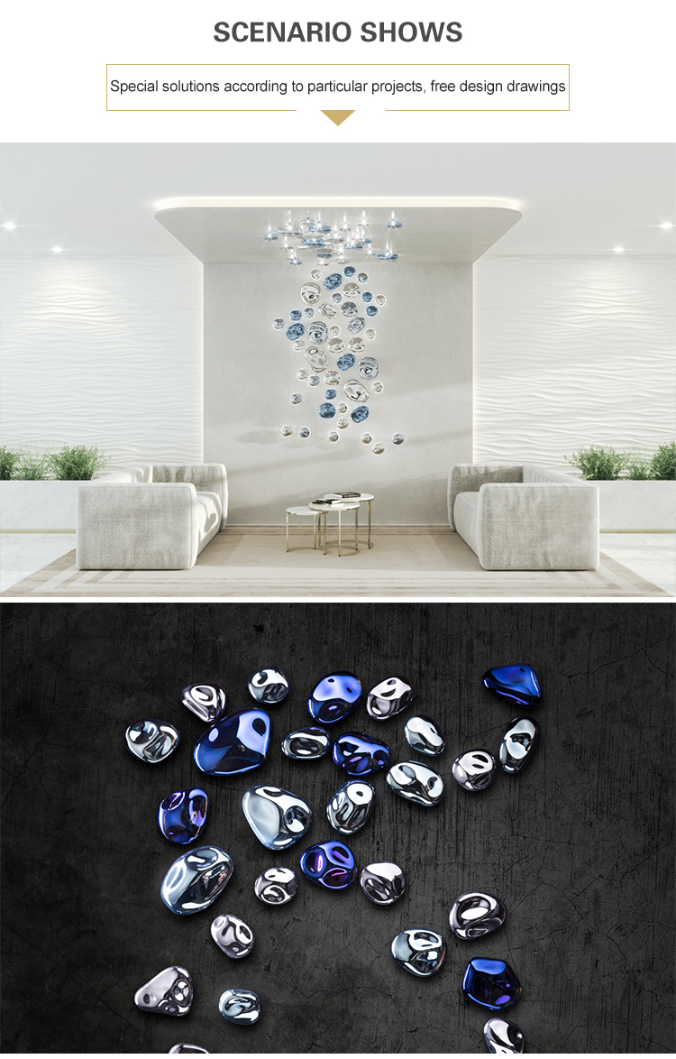 Hot sale custom hotel lobby colorful glass modern big project chandelier pendant light