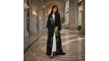 High-End Custom Elegant Dubai Style Abaya with Hijab, Anti-Static & Breathable, Suitable for Eid, Polyester Material1