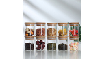 Wholesale 230ml Storage Bottles & Jars Customized Round Kitchen Glass Spice Storage Jar With Bamboo Lid Set1