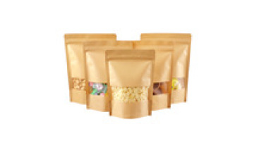 Customized printed food grade packaging wholesale Plain cheap craft pouch zipper brown kraft paper bag with window1