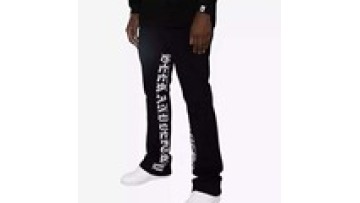Cotton France Terry Print Mens Flared Sweatpants Inseam Custom Embroidery Mens Stacked Flared Jogger Pants1