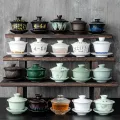 Chinese Traditions Gai Wan Tea Set Bone Kung Fu TeaSet Gaiwan Tea Cup Porcelain Bowl For Travel Beautiful And Easy Kettle