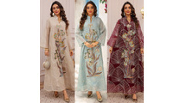 Muslim Women Mesh Embroidered Abaya Ethnic Dress Arab Dubai Robe Fashion Long Robe Middle Eastern Robe Jalabiya 2025 New Style1