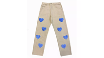 Custom Straight Leg Embroidery Puff Print Heart Loose Fit Trousers Jeans for Men1