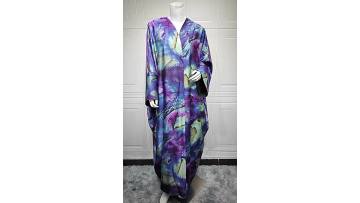 Satin Printed Open Abaya with Hijab (1)