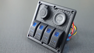 Waterproof 6 Gang Marine Boat Rocker Car Switch Panel with Dual USB Socket Digital Voltage Display 50A Rated Anderson Connector1