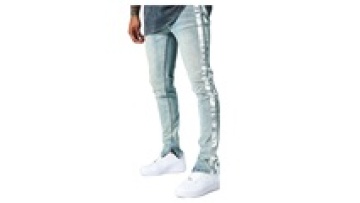 Design Your Own Men Super Skinny Flare Jeans Man Zipper Patchwork Casual Pants1