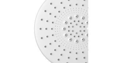 9inch Rainfall Easy Cleaning Pearl White Shower Head with Shower Arm Brass Swivel Ball1