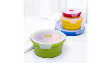 Wholesale custom Bpa free 4PCS Silicone collapsible lunch box foldable food storage container with lid1
