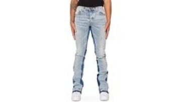Slim Fit Jeans Men Custom Patchwork Contrast Trousers Pant Hip Hop Flared Mens Stacked Jeans1