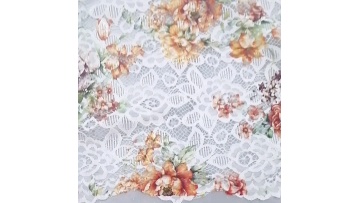 New design Customized color digital print Lace corded fabric white clothing foil print lace fabric1