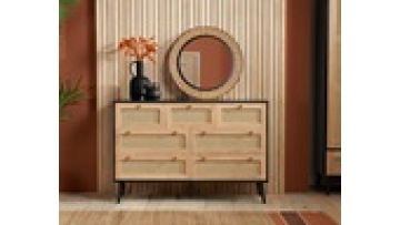 New innovation nordic style modern designs natural  sideboard display storage living room  kitchen wood rattan cabinet1