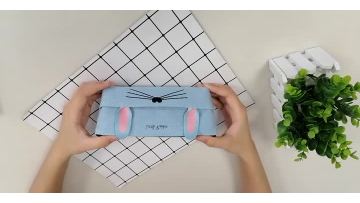 Custom colorful rabbit ears style canvas pencil case