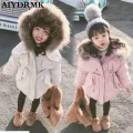 Kids Jacket Winter Real Fur Girls Jackets Parka Coats Hooded Thick Warm Down Baby Girl Coat Fleece Toddler Outerwear Clothes