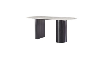 Artificial marble table top Mesa Carbon steel black Leg Table sets1