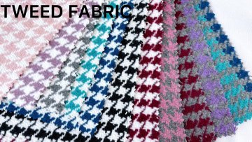 Hot selling Houndstooth pink tweed fabric  winter woven polyester for winter overcoat1