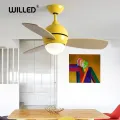 Macaron Ceiling fan lamp Remote Control with lights 36 inch Nordic pendant fans AC Multi color for Restaurant Kid's Room