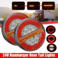 2Pcs 24V 4" LED Trailer Truck Tail Light Brake Light DRL Flow Turn Signal Lamp Strobe Light for Car Boat Bus Van Caravan