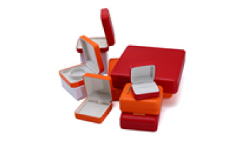 Han Hong luxury wedding gift jewelry box Deep orange pu leather ring necklace custom logo jewelry box packaging1