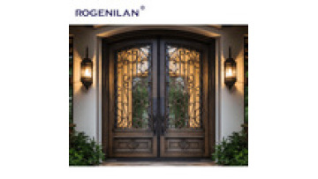 Rogenilan Villa Outdoor Wrought Iron Double Doors luxury Main Entrance New Iron Fence Design Can Be Customised Arched1