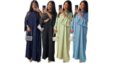 Shiny Rhinestone Muslim Abaya Dubai Batwing Sleeve Robe Middle Eastern Loose Ramadan Kaftan Jalabiya Gown1