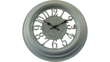 9.6-inch blue frame hollowed out Arabic numerals wood grain retro clock European desktop decoration ornament