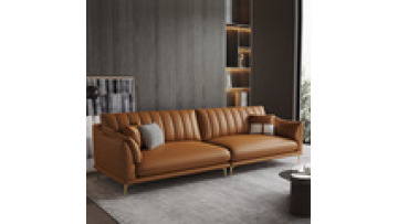 Light luxury simple modern leather sofa luxury living room Italian down three-person leather sofa set1