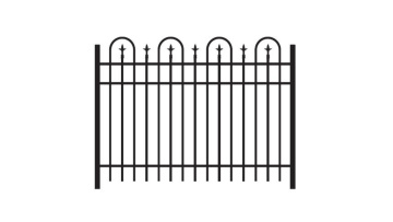 hot sale Xinhai #21 H 5 ft * W 6 ft Galvanized and power coated steel ornamental fence panel with 4 hoop and Majestic head1