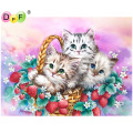 DPF DIY Gift Strawberry Kitten 5D full Round Diamond Painting Magic Cube Cross Stitch Diamond Embroidery crafts Mosaic Decor
