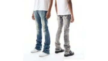 Custom Blue Vintage Wash Skinny Stacked Jeans Manufacturers Men Digital Screen Print Jeans For Man1