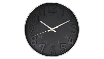 Premium 10-Inch Wall Clock: Elegant Silver, Gold, or Rose Gold Frame & Hands | Black Dial with Raised 1-12 & Recessed 13-24