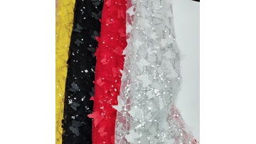 High Quality Multicolor embroidery net fabric tulle lace embroidered butterfly fabric luxury sequins lace fabrics for wedding1