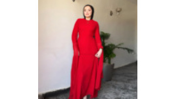 Chiffon 2 Layers Islamic Elegant Eid Abaya Dress Middle East Maxi Women's Muslim Ramadan Jalabiya with Draped Cape Sleeves Belt1