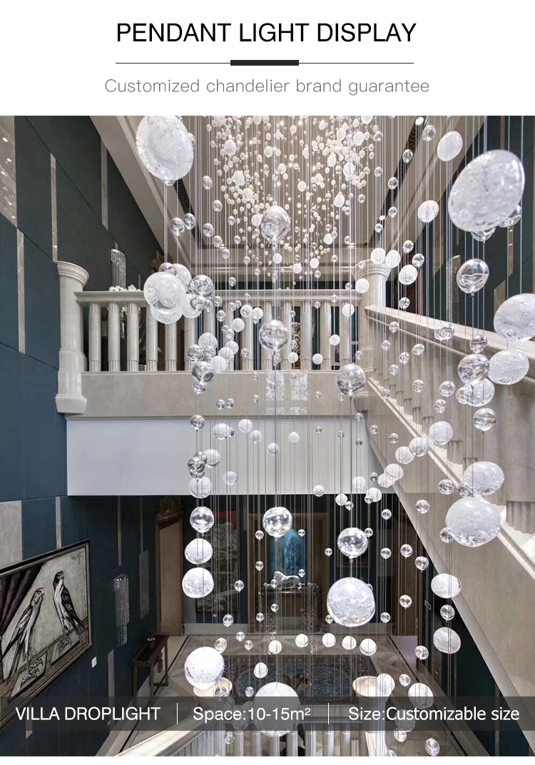 One-stop Design Crystal Customizable Bubble Style Luxury Hanging Pendant Light