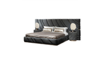 luxury bedroom furniture modern upholstered fabric italian bed with extended headboard king size fabric bed1