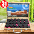 Tontin 31pcs/set hot stone massage set tool basalt massage stones 220V/110V bamboo heater box CE ROHS Round stone massager